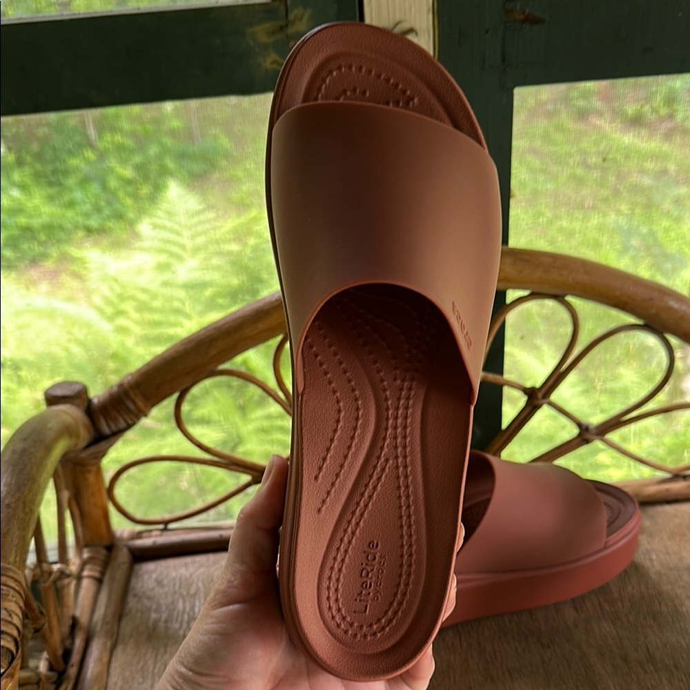CROCS Platform Slide Sandals in Rosewood - Picture 7 of 10